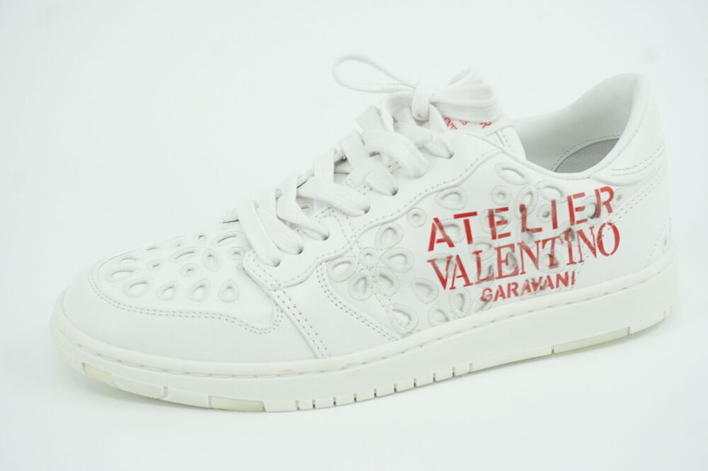 Valentino Garavani Atelier 08 Sun Gallo Eyelet White Low-Top Sneakers Size 38.5